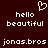 Pixelated white text on dark red background with heart symbol above, showing 'hello beautiful jonas.bros' repeated twice.