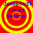 Four identical circular icons with red backgrounds and yellow concentric rings display blue text reading "Jamison51 Loves Selena" in pixelated font.