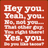 Red background with white pixelated text repeating 'Hey you' in multiple rows and columns.