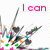 Animated icon with pixelated character art and changing text across four , displaying 'I can', 'Keep a', and 'Secret' in distinct colors