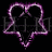 Purple neon outline of a heart-shaped star with two heart cutouts at the top, displayed in three variations against black and gray backgrounds.