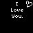 Pixelated text and heart symbol on black background, with two identical static frames showing 'I Love You.' in white block letters.