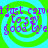 A static image with a bright cyan background and green spiral patterns, displaying purple text that reads "i just cant to say good bye" in four repeated sections.