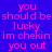 Pixelated text in pink and red on a blue background, with alternating red and blue rectangular blocks containing repeated phrases.