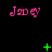 Pink 'Jadey' text in cursive font appears in three on black background with green plus signs and dots animating around it