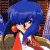 Pixelated anime-style character with blue hair and red clothing against a green background displaying 'Original Icons .com' text.
