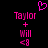 Pixelated pink text and symbols on black background with a heart symbol above the names.