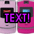 Pixelated of pink and purple flip phones with bold text overlays reading TEXT! TALK! OMG! SO MUCH FUN! in contrasting colors