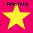 Four identical yellow stars on a pink background with the name "Amanda" above each star in black pixelated text.