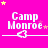 identical Camp Monroe icons on a bright pink background with yellow and light pink stars, each icon featuring white text above a horizontal line with a heart shape