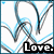 Pixelated icon with abstract blue and gray lines on white background, black text 'Love.' at bottom right.
