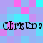 Pixelated text 'Christina' repeated twice in black font on a checkered background of cyan, purple, and pink squares.
