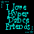 Cyan pixelated text "I Love Hyper Dance Friends" on black background with cyan stars and dots, animated star positions shift across frames.