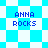 Pixelated blue and white checkered background with "ANNA ROCKS" text in dark blue, displayed across four distinct arrangements