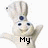 A pixelated chef character with a tall white hat and blue dot on the hat, smiling with arms raised, displaying text 'My' and 'Boy-friend'