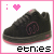 Animated sequence of black sneakers with pink logo, white background, and 'etnies' text below; each frame shows a different pixelated version of the shoe.