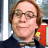 Two side-by-side frames of a pixelated animated icon showing a character with light brown hair and glasses in different facial expressions, set against a blurred background with red and yellow elements.