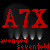 Static pixel art icon featuring red text "A7X" above smaller red text "avenged sevenfold" on a black background with gray gradient effects.