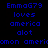 Blue pixelated text on black background reads "EmmaG79 loves america alot" with repeated horizontal text below.