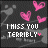 Pixelated icon with dark gray background, pink hearts floating upward, and white text reading "I MISS YOU TERRIBLY" followed by a small pink heart.