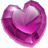 A static pixelated heart-shaped icon with gradient purple and pink hues, featuring a glossy highlight on the upper left.
