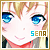 Pixelated anime-style face with blonde hair, blue eyes, and a pink smile, featuring 'SENA' text in blue and brown letters.