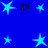 Blue background with multiple light blue star icons and black 'lol' text in three positions, all static and pixelated.