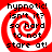 Red and white spiral pattern with black text reading 'hypnotic! isn't it? so hard to not stare at!' arranged in a of four identical