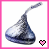 Four identical chocolate kiss icons arranged in a , each with distinct colored borders and pixelated hearts below