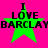 Green star with black text "I LOVE BARCLAY" on bright pink background, four identical copies arranged in a