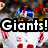 A split-screen animated buddy icon featuring New York Giants football imagery with text overlays and a helmet logo.