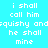 Pixelated text on a split blue background with four identical showing 'i shall call him squishy and he shall mine' in white lowercase letters