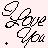 Animated sequence of black text on light pink background displaying 'Love You' and 'and not mean it', with one frame showing additional words 'see. i can say it too'.