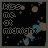 Animated icon with dark background showing 'KISS ME' text, blue and brown splatter effects, and changing 'at midnight' text.