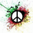 Animated icon with four distinct visual states: peace symbol with splatter, peace symbol in heart with splatter, peace symbol in heart with splatter, peace symbol in heart with splatter.