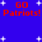 Blue background with red text reading 'GO Patriots! Patriots!' and white star shapes scattered throughout the image.