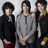 Three people stand side-by-side in a group photo with text reading 'omg! The Jonas Brothers' on a pink background and a blue heart symbol below.