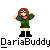 Pixelated character with brown hair and black sunglasses wears green jacket over orange shirt, dark skirt, and black boots against gray background.