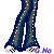 Pixelated character with long brown hair, blue bikini top, and blue jeans, shown in multiple poses with text elements on a black background.