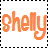 Two side-by-side pixelated images of the word 'ghelly' in orange with pink outlines on white backgrounds, separated by a black-and-white checkered border.