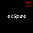 Red pixelated heart symbol above two identical white text strings on black background.