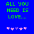 Blue background with green pixelated text 'ALL YOU NEED IS LOVE...' and five pink/purple heart icons below, two versions showing animation change in heart positions.