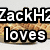 Text reads 'ZackH2 loves shoes' over a background of four colored arrow icons and a black-and-white abstract shape.