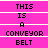 A static contact sheet of six identical frames showing a pixelated text animation on a bright pink background with white horizontal lines separating each line of text.