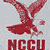 Red eagle with outstretched wings above bold red text 'NCCU' on light gray background.