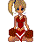 Pixel art contact sheet of a cheerleader character in red uniform with white accents, holding brown pom-poms across seven animated frames showing different poses and arm positions on gray background.