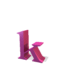 Animated sequence of pink 3D letter 'k' icons in various orientations with subtle shadows on white background.