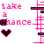 A 50x50 pixel animated contact sheet showing six frames of a pink and black text-based icon with heart symbols, arranged in a 3x2 grid on a white background.