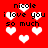 Red background with white pixelated hearts and black text reading 'nicole i love you so much' repeated across the image.