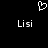 A black background displays a white pixelated heart symbol above two instances of the text 'Lisi' in white pixelated font.